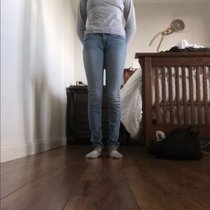 Light wash hollister jeans.